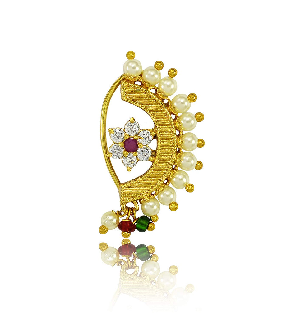 Cute microgold polish American diamond nose rings - non piercing /pres –  Zivara Fashion